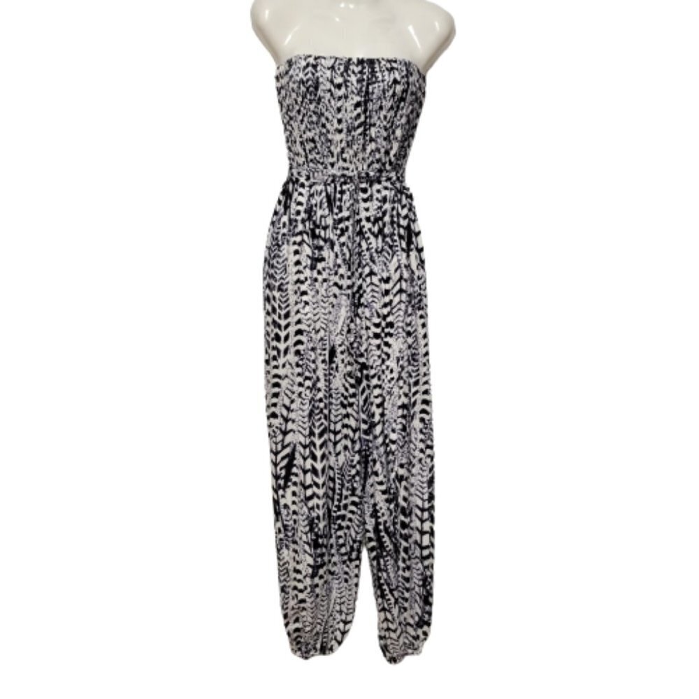Sexy Jumpsuit Romper Black and White Strapless - Size M,  Size XL- NEW!